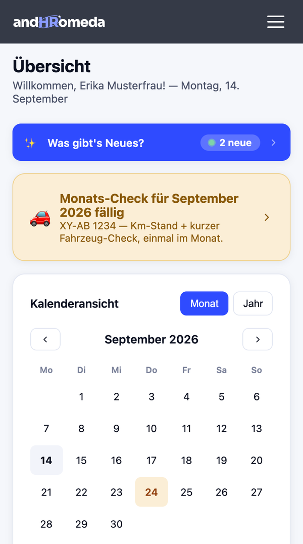 andHRomeda auf dem Handy: Übersicht einer Mitarbeiterin