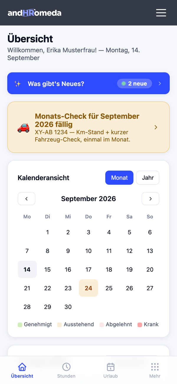 andHRomeda auf dem Handy: Übersicht einer Mitarbeiterin